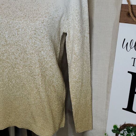 Liz Claiborne Cream and Gold Sparkle Sweater, Sz S, New! Festive & Fun - Picture 2 of 9